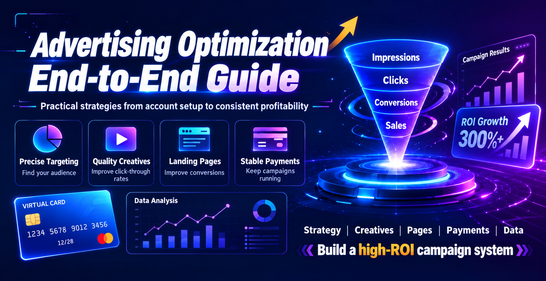 End-to-end advertising optimization from targeting and creatives to payments and conversion tracking