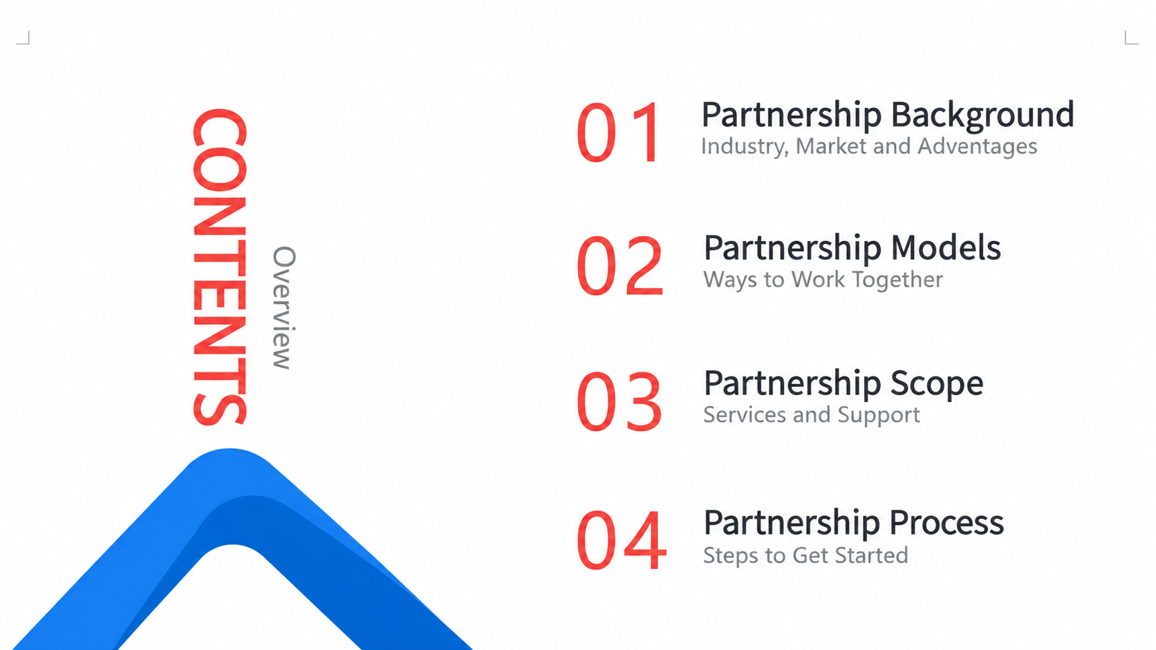 Contents: partnership background, models, scope and process
