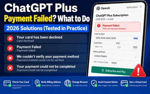 ChatGPT Plus payment errors and troubleshooting options
