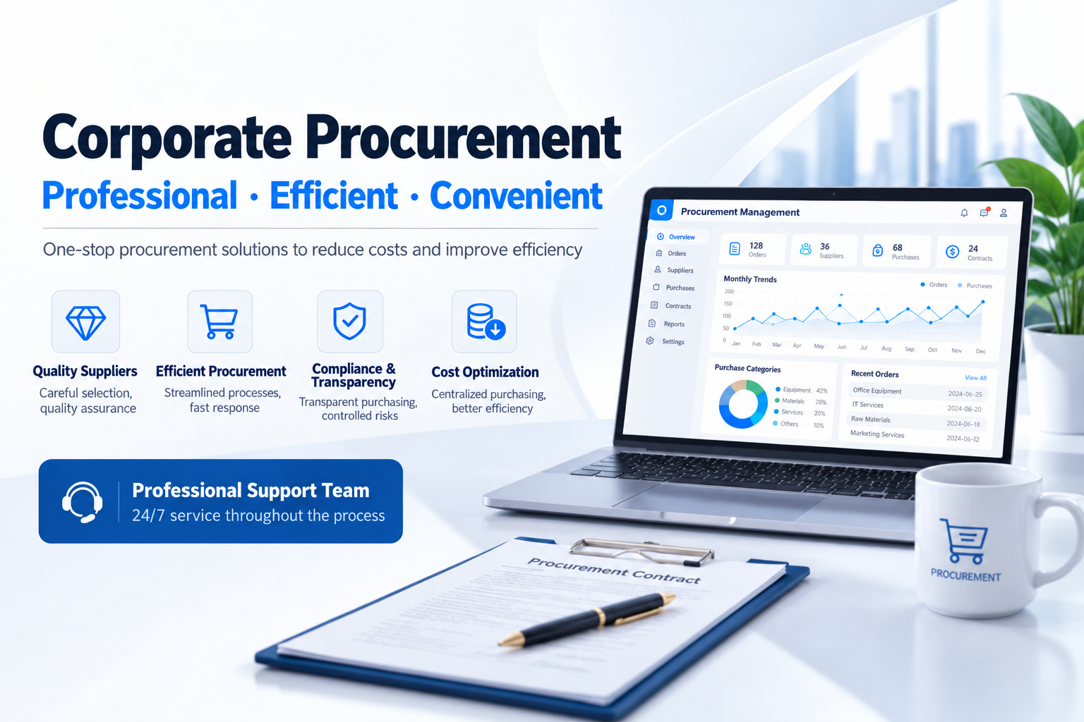 Corporate procurement: suppliers, efficiency, compliance and cost management