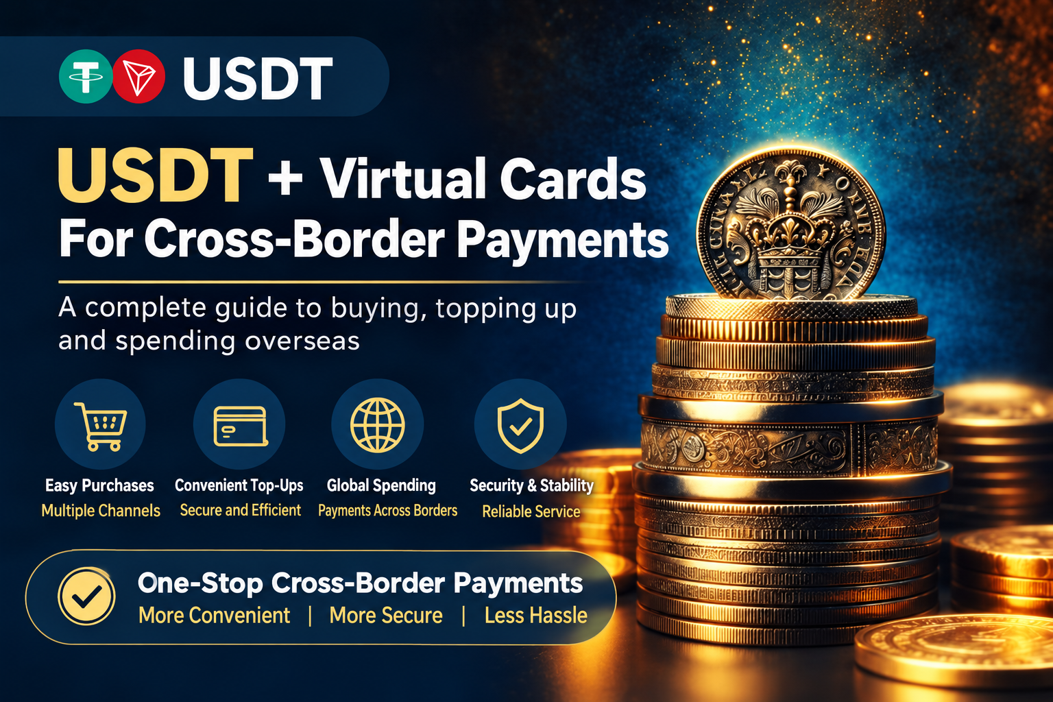 USDT and virtual cards for buying, topping up and spending across borders